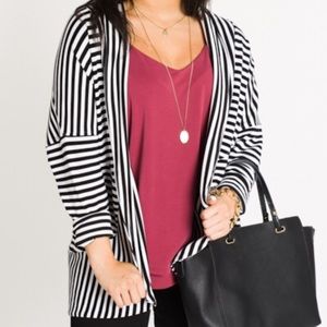 Black & white striped cardigan NWT